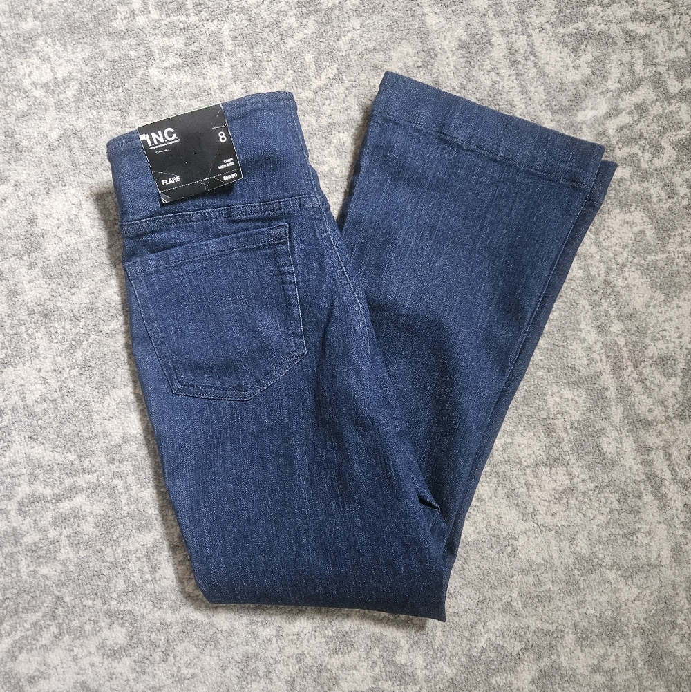 INC International Concepts Flare Crop Jeans in Deep Blue Size 8